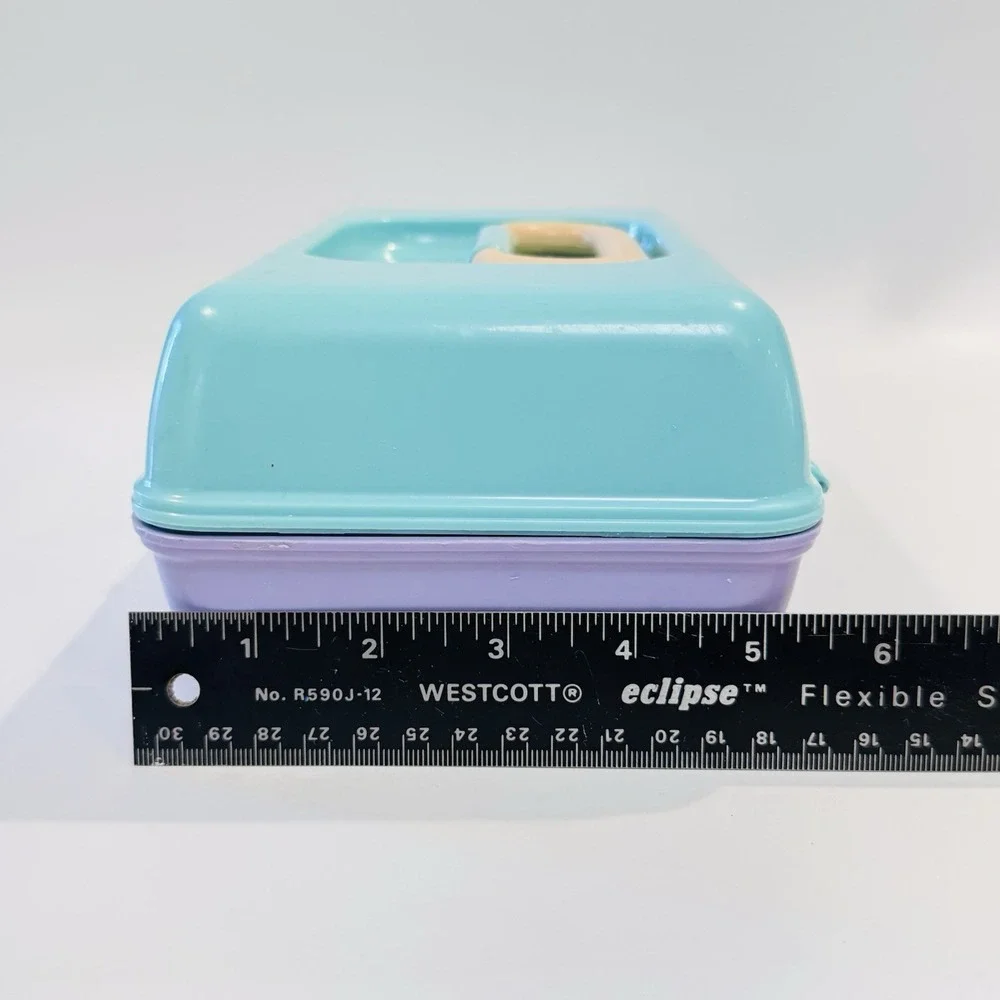 Vintage Caboodles Makeup‎ Case Flip Out Trays w Mirror 90s Purple Teal